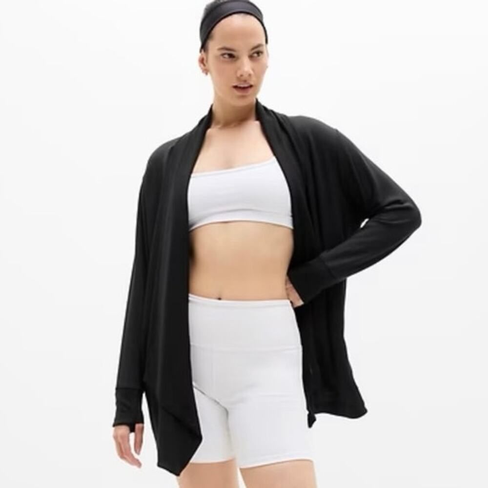 Athleta Size L Pranayama Restore Wrap Jacket Black Athleisure Minimalist